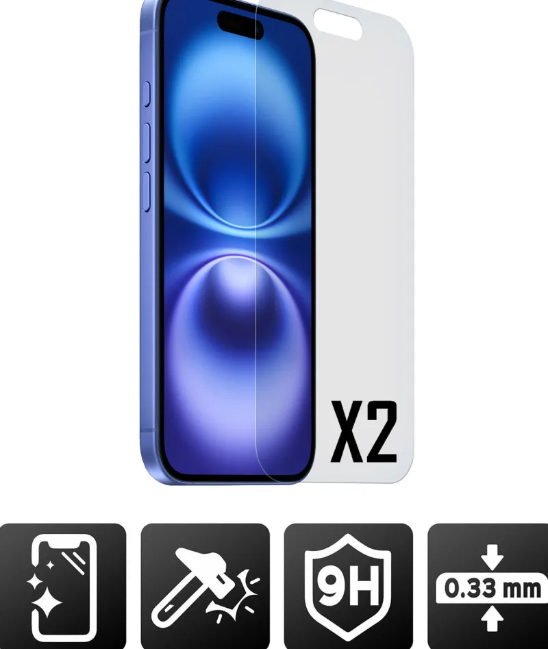 2 VERRES TREMPES P/IPH 16<AKASHI New