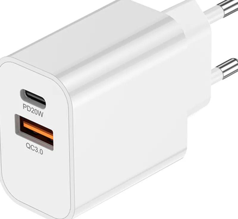 chargeur secteur usb-a + usb-c 15w blanc<AKASHI Flash Sale