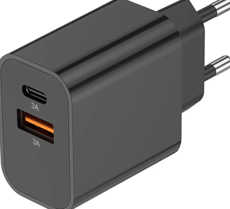chargeur secteur usb-a + usb-c 15w noir<AKASHI Fashion
