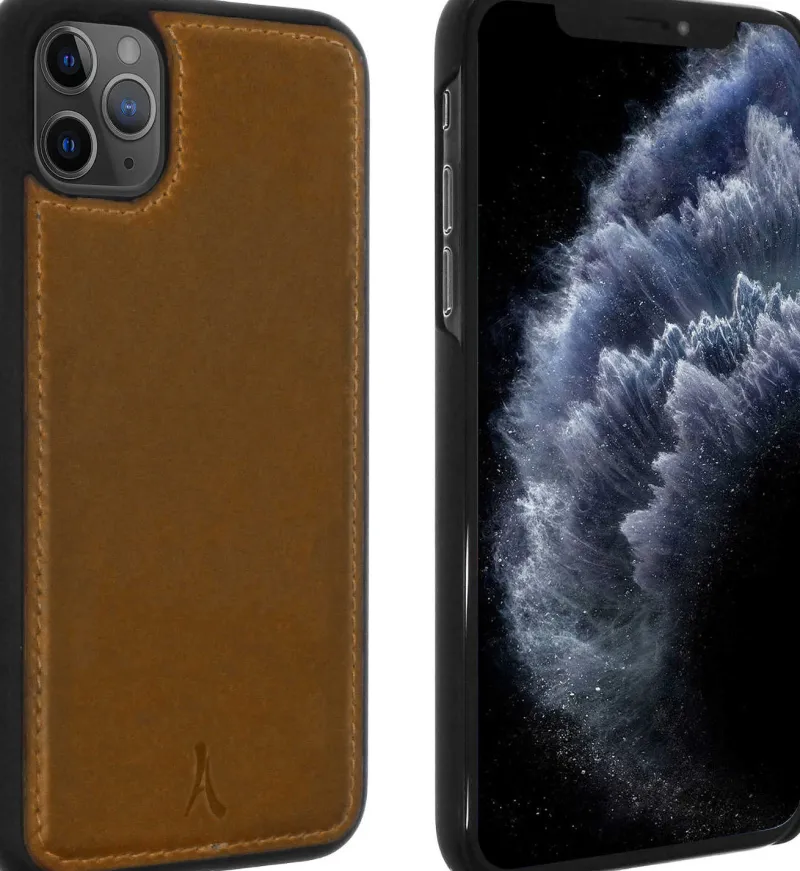 coque cuir italien marron p/iph 11 pro<AKASHI Best Sale