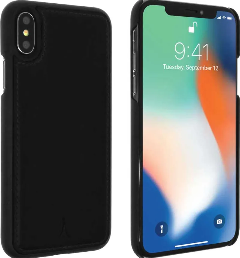 coque cuir italien noir p/ip xs max<AKASHI Online