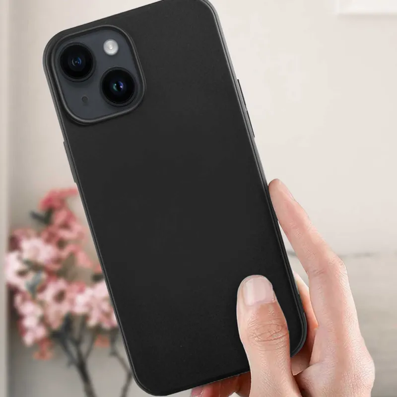 coque silicone noir gomme iphone 13/14<AKASHI Hot