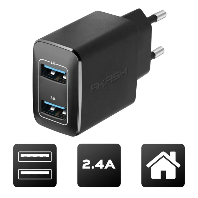 c/sect 2usb 2.4a noir (tablette/smartp)<AKASHI Shop