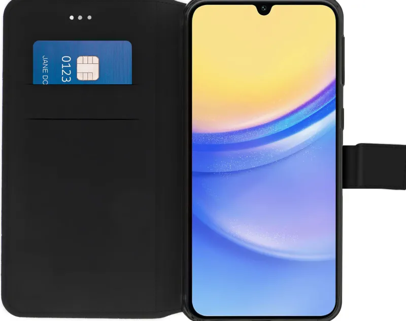 etui folio noir stand cb p/galaxy a15<AKASHI Sale