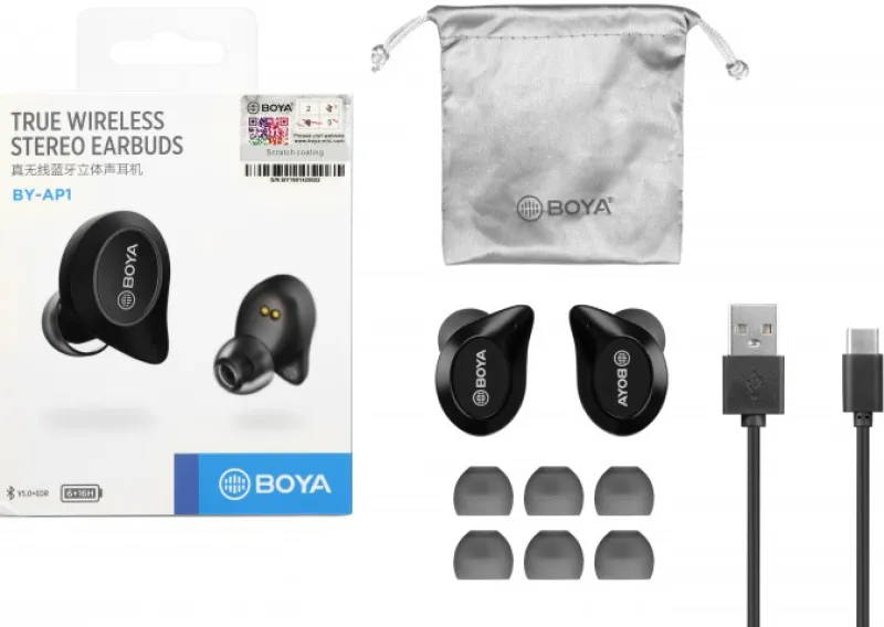 ECOUTEUR BLUETOOTH BY-AP1 NOIR<BOYA Hot