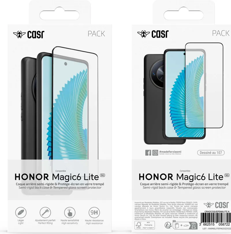 coque noire+prot ecran honor magic6 lite<CASR Discount