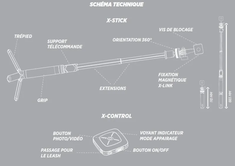 perche bluetooth avec trepied x-link<CROSSCALL New