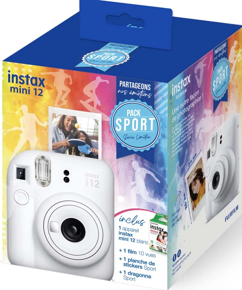 FUJIINSTAX MINI 12 BLANC PACK SPORT<FUJIFILM Sale