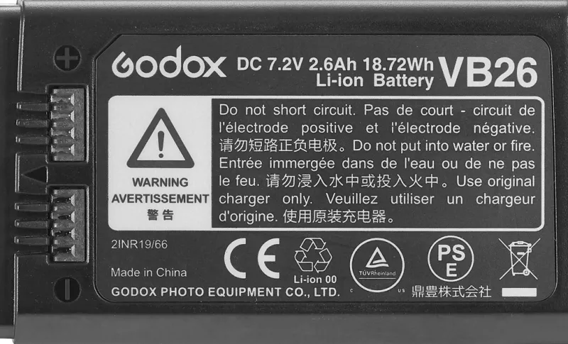 BATTERIE VB26 POUR V1 V860III MF-R76<GODOX Online