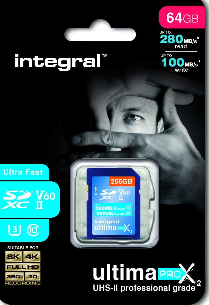 sdxc 64 gb cl10 uhs2 u3v60 260mb/100mb/s<INTEGRAL Clearance