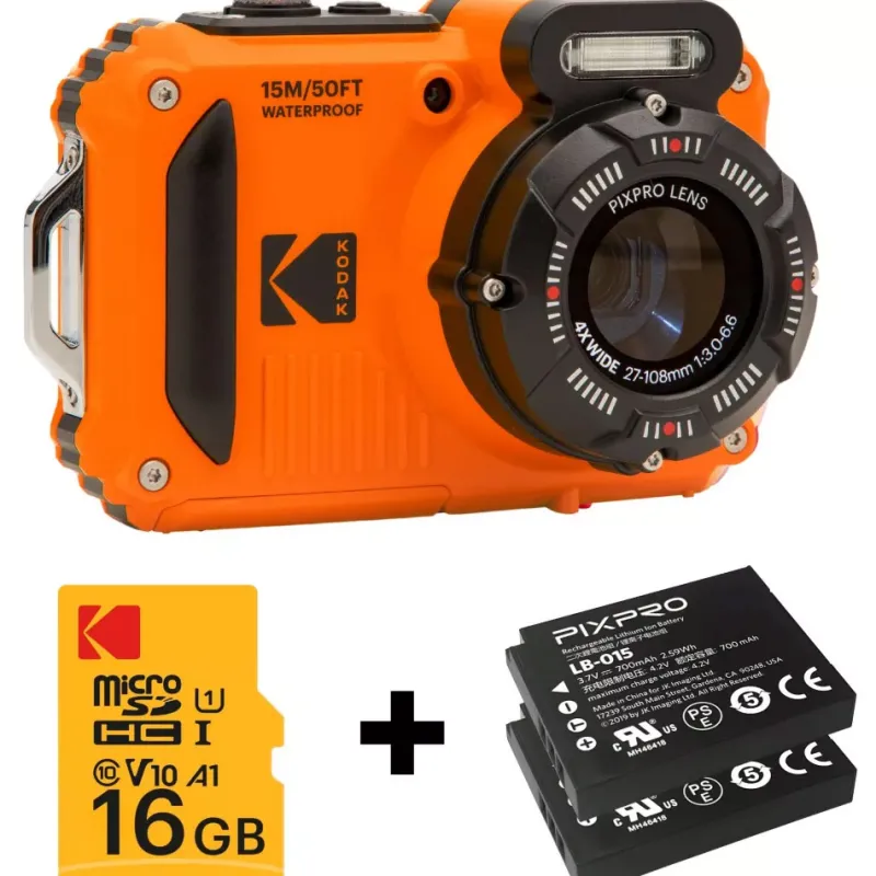 WPZ ORANGE + 2 BATTERIES + MICRO SD 16G<KODAK Sale