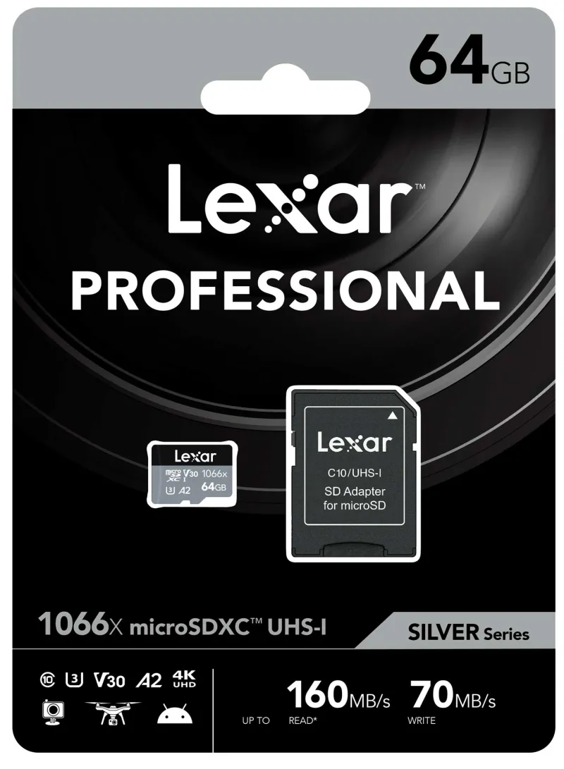 MICROSD SILVER SERIES UHS-I 64GB V30<LEXAR Fashion