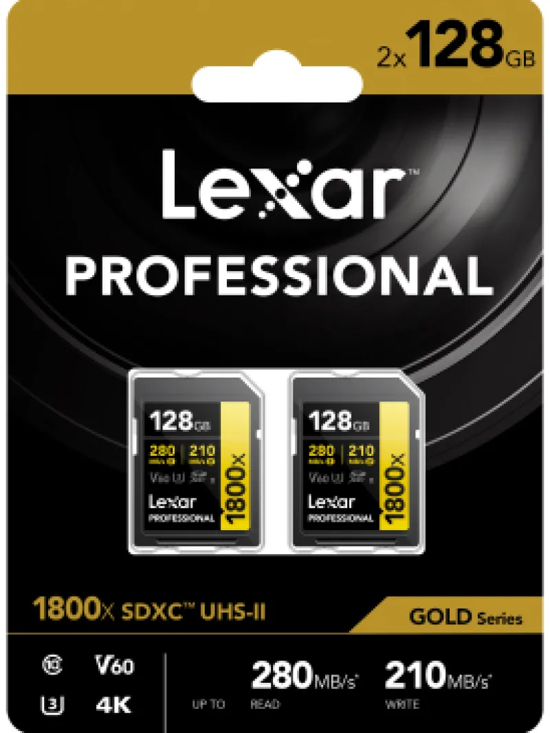 SD PRO GOLD UHS-II 1800X 128G V60 2 PACK<LEXAR Cheap