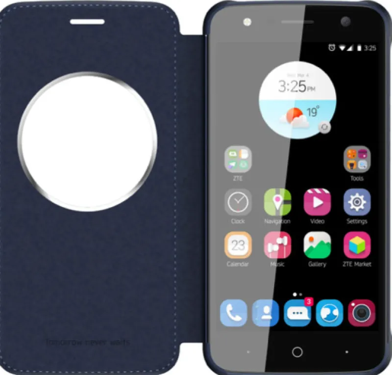 etui folio bleu marine p/v8 lite<ZTE Cheap